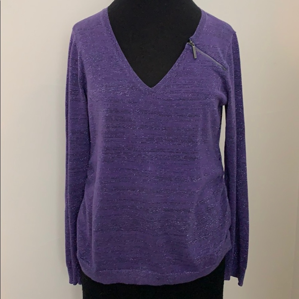 DKNY women’s v-neck metallic sweater.